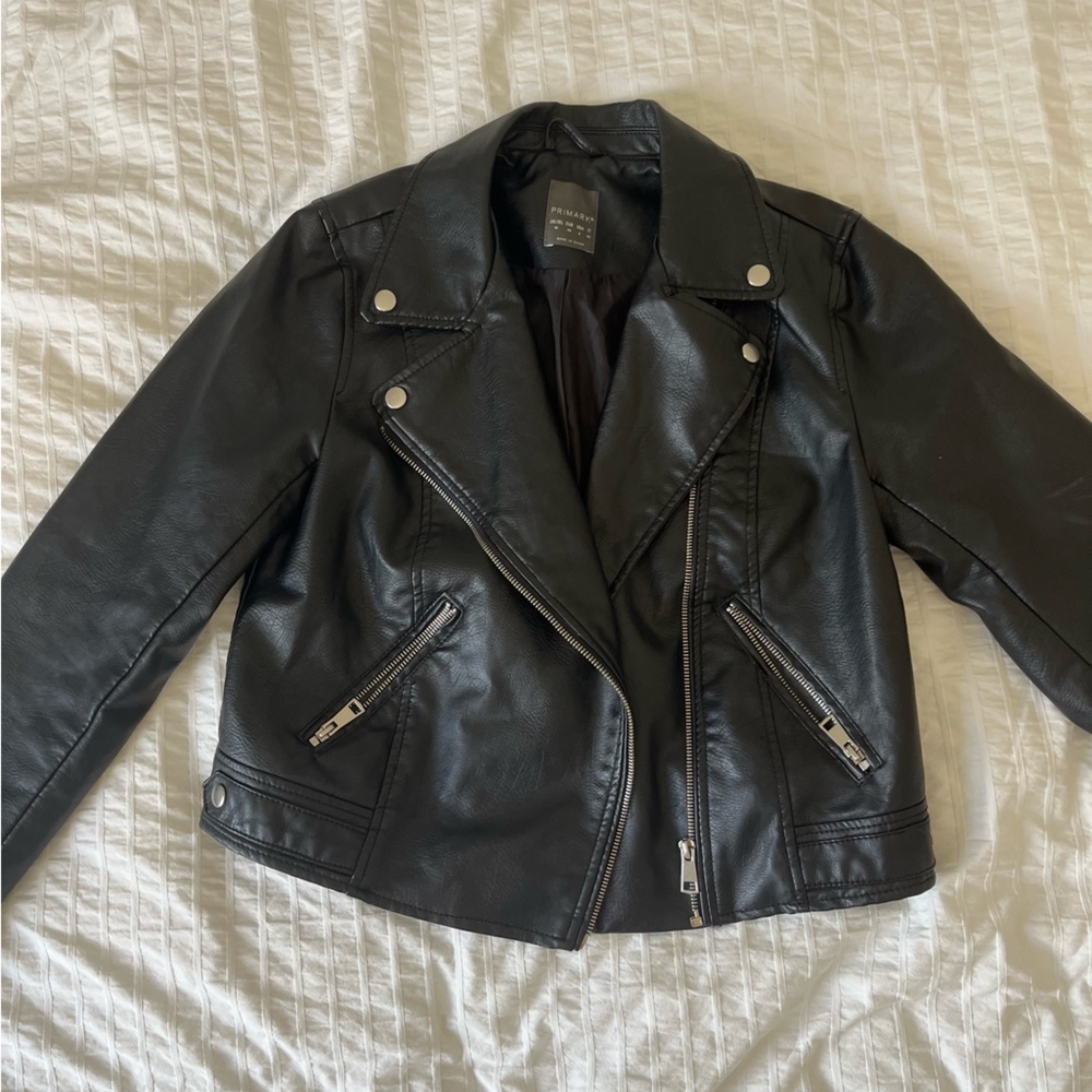 Leather Jacket pleather black size 6 primark